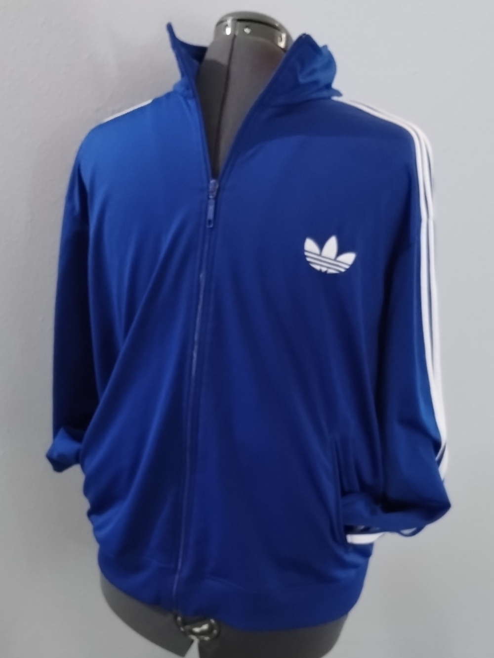 Adidas 90's Style Full Zip Royal Blue Track Jacket with White Stripes